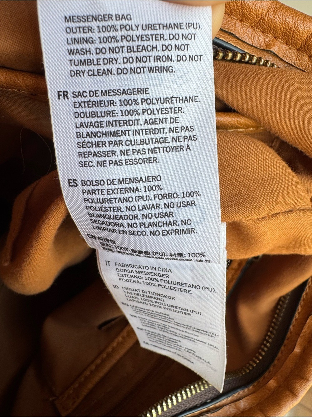 Also Faux Leather Bucket Crossbody Bag Cognac Brown Boho Tassels Zip Top Cute! - Picture 15 of 15